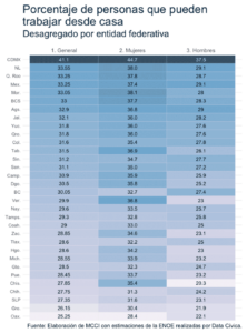 Porcentaje de personas que pueden trabajar desde casa